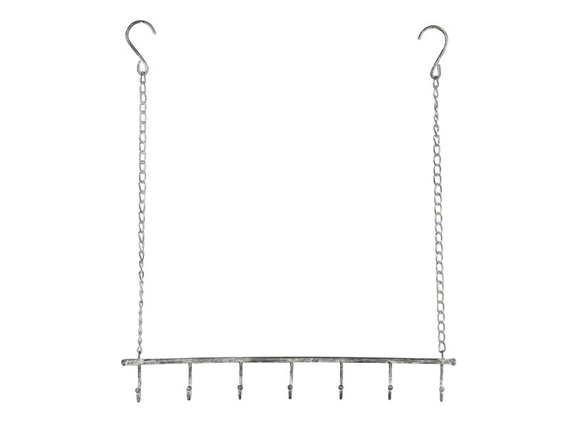 Shabby hanging bar metal gray hook bar for hanging with 7 hooks decorative hanger image 4