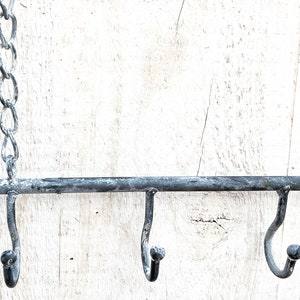 Shabby hanging bar metal gray hook bar for hanging with 7 hooks decorative hanger image 3