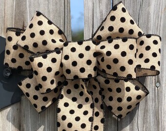 Wired Ribbon Bow for Wreath, Spooky Wreath Attachment, Autumn Home Accents, Fall Lantern Bow, Halloween Wreath Bow for Front Door