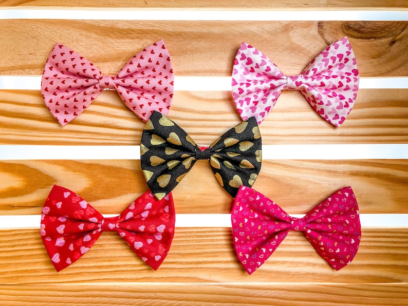 Cotton Hair Bow Valentine Outfits Heart Hair Clip Cute Hair Clips
