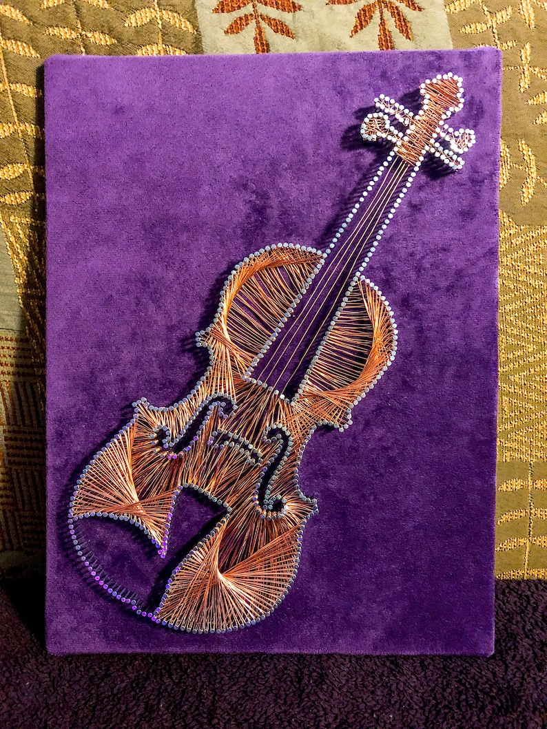 Violin Art Velvet Wall Hanging Wire String Art Copper Wire | Etsy