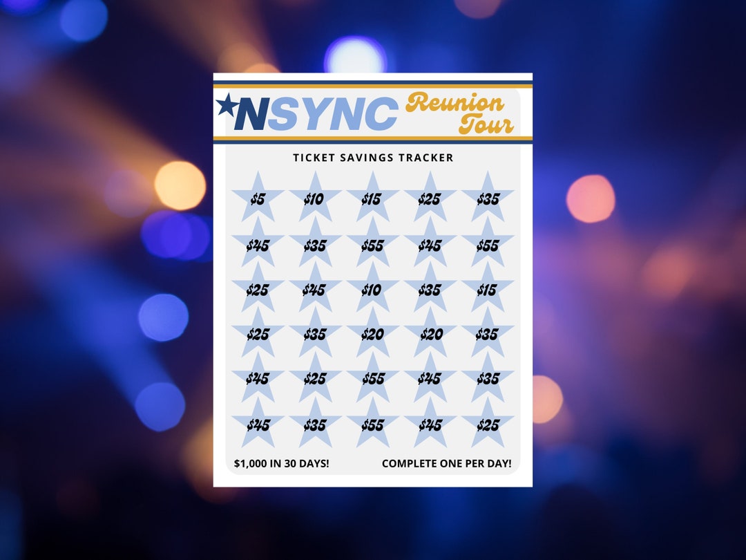 NSYNC Reunion Tour Ticket Savings Tracker NSYNC Reunion Etsy