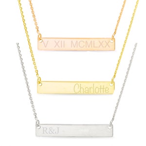 Gold Bar Necklace - Personalized Bar Necklace - Name Bar Necklace - Custom Name Necklace - Monogram Necklace - Bridesmaid Gift - Mothers Day