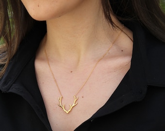 Silver Antler Necklace - Deer Antler Necklace - Silver Horn Necklace