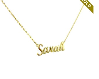 Collar de nombre de oro de 14k - Collar de nombre personalizado de oro - Collar de nombre personalizado