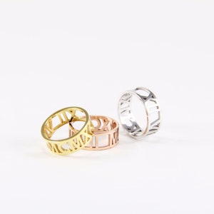 Numeral Ring -Roman Numeral Ring - Gold Band Ring - Silver Roman Numeral Ring - Atlas Band Ring - Number Ring - Time Ring - Gift for Her