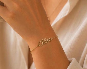 Personalized Name Bracelet - Custom Script Bracelet - Sterling Silver Name Jewelry - Letter Bracelet - Dainty Bracelet - Gift for Her