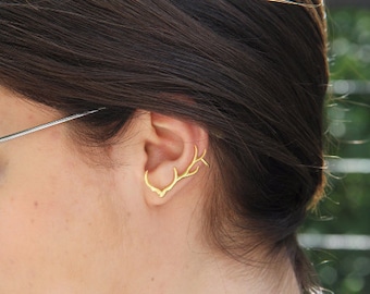 Silver Antler Ear Cuff Silver Horn Ear Cuff Deer Antler Ear Cuff