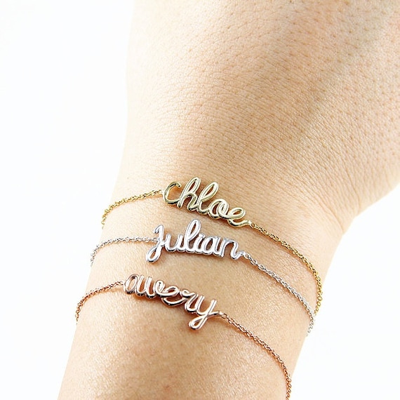 14k Gold Personalized Name Bracelet Custom Name Bracelet Etsy