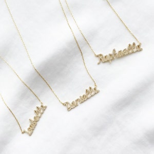 14k Gold Filled Pave Name Necklace - Diamond Letter Necklace - Diamond Name Necklace - Crystal Personalized Name Necklace
