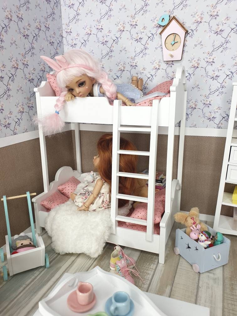 1/8 doll bunk bed dollhouse bed tiny BJD furniture Pukifee Etsy