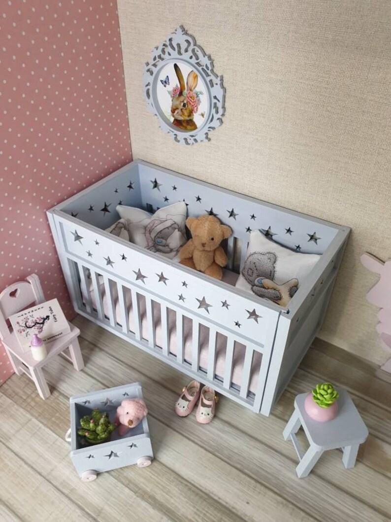 Miniature baby crib dollhouse doll bed tiny format BJD Etsy