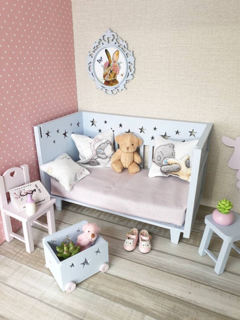 Miniature baby crib dollhouse doll bed tiny format BJD Etsy