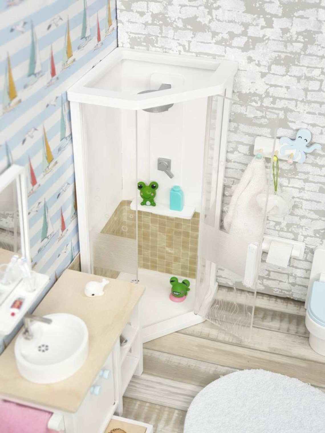 Miniature shower stall dollhouse miniature bathroom shower Etsy