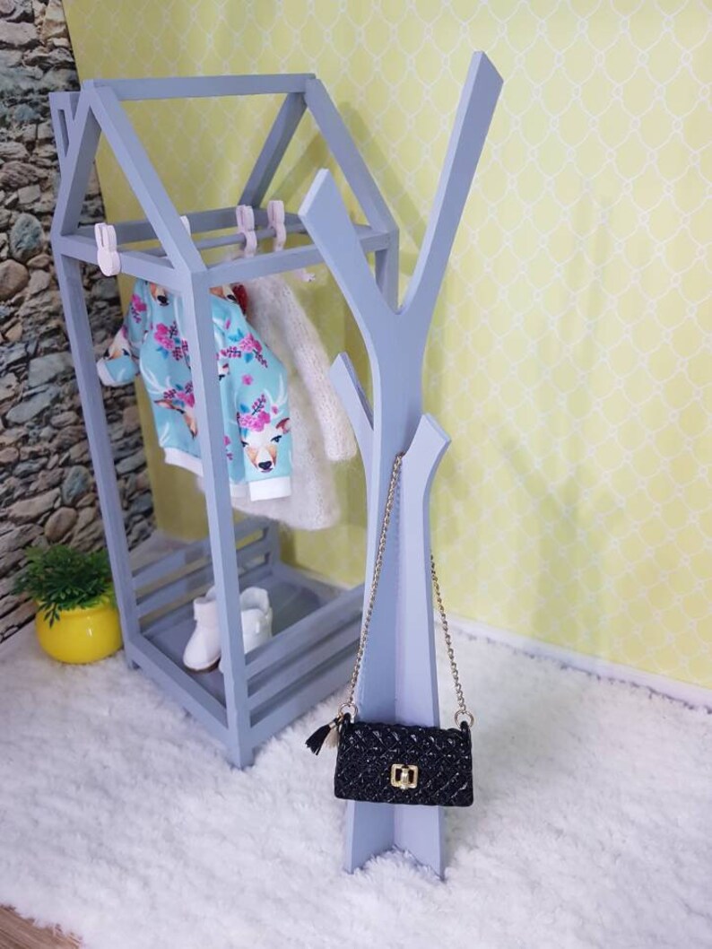 Doll clothing rack doll hanger Blythe furniture Littlefee Etsy