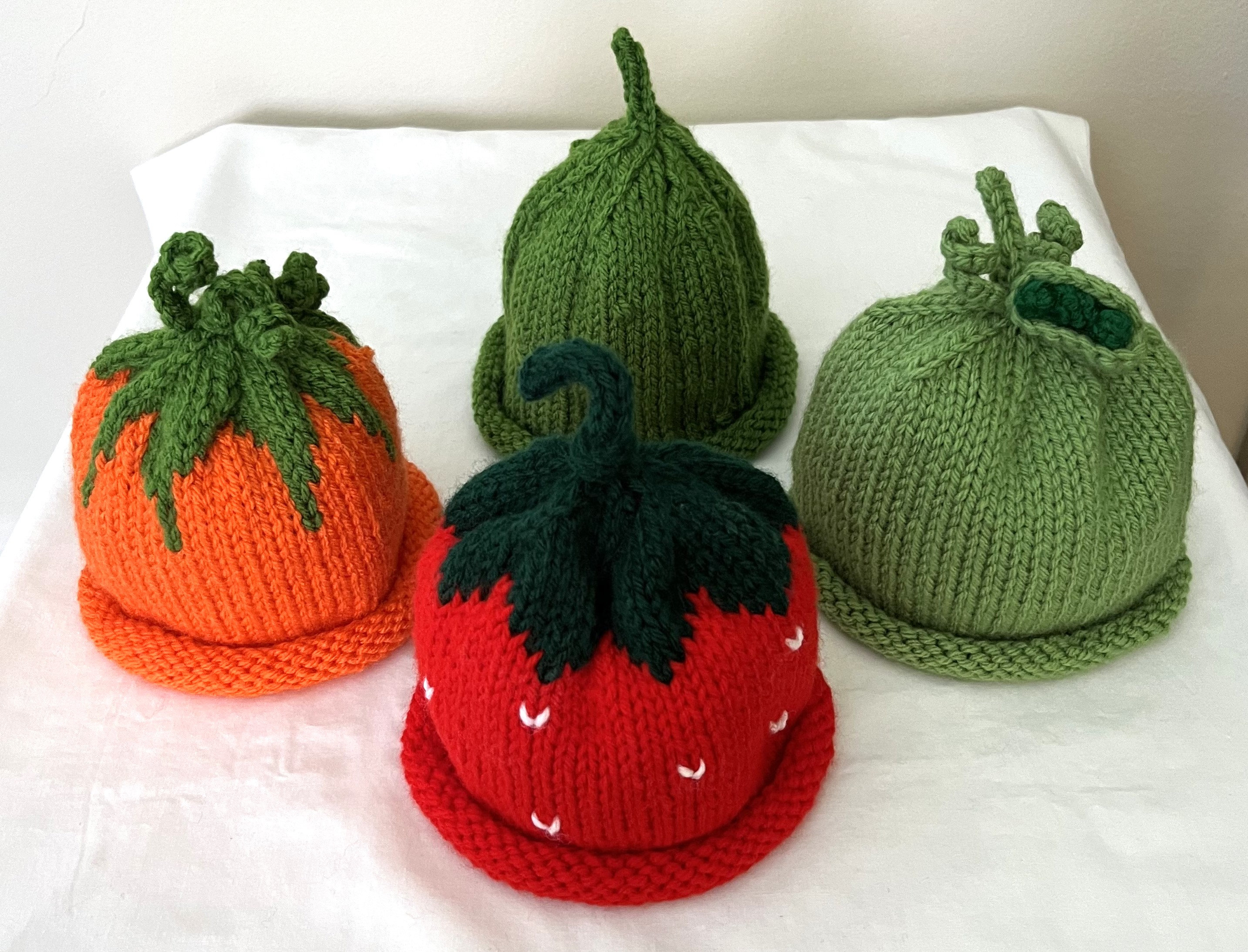 Fruit and Veggie Hats, 1 to 3 Months Old, Hand Knit - Etsy