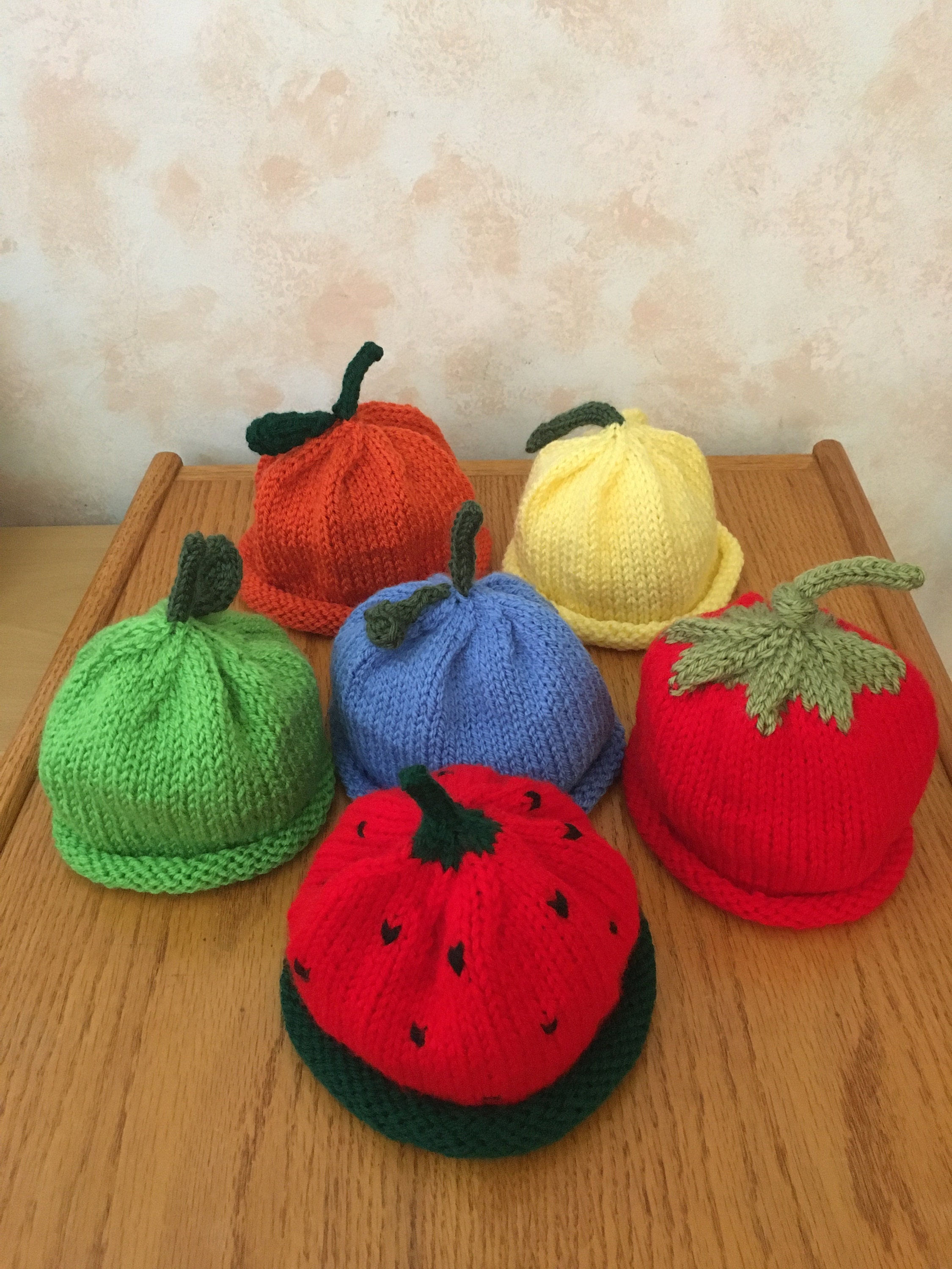 Baby Fruit and Veggie Hats 03 Months Hand Knitted Etsy