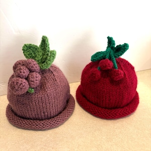 Grapes and Cherries Hats for Babies, 1-3 months