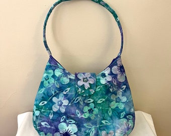 Batik Shoulderbag, Teal and Purple Floral