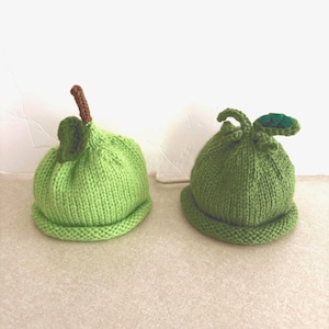 Preemie to Newborn Pear and Peas in a Pod Hand Knit Hats