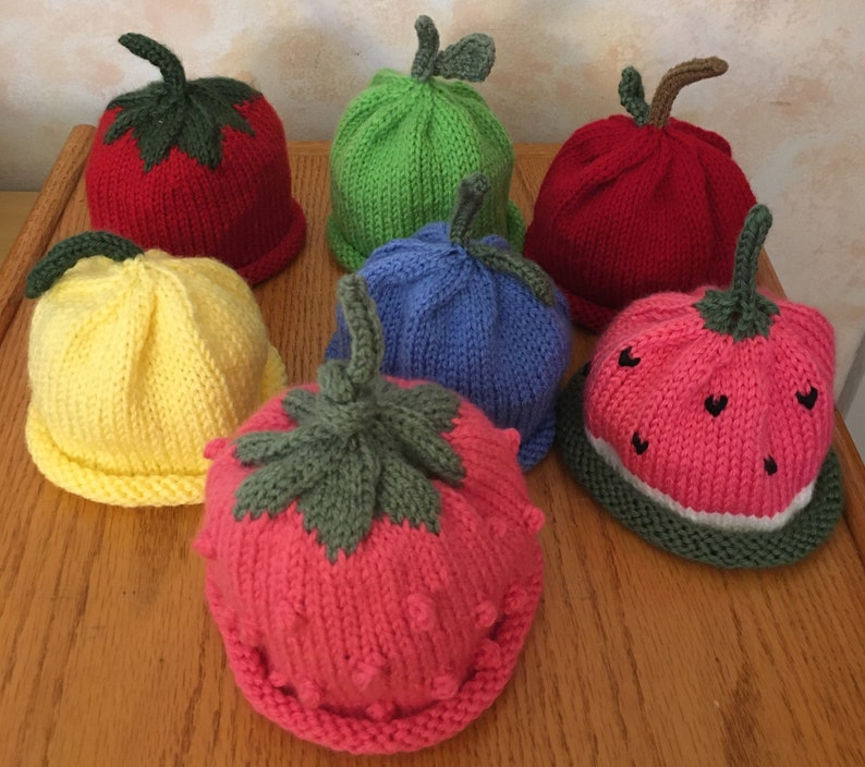 Baby Fruit and Veggie Hats 36 months hand knitted Etsy