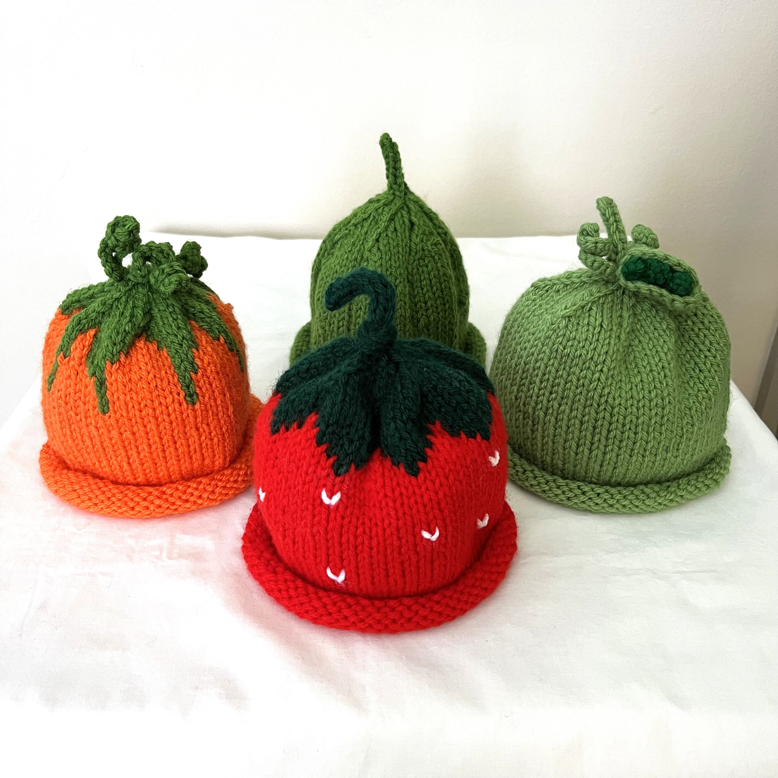 Fruit and Veggie Hats, 1 to 3 Months Old, Hand Knit - Etsy
