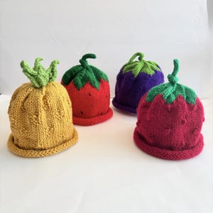 Berry Hats for 6 to 9 Months, Hand Knit