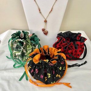 Jewelry Pouches With Ribbon Drawn Closures