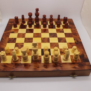 Wooden Chess Set and Backgammon Board,Wooden Chess Pieces,Thuya Wood Chess/Backgammon,Chess Box With Exotic Smell