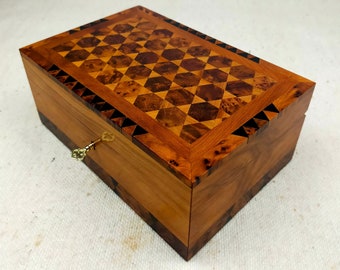 Caja de joyería grande hecha a mano hecha de madera de Thuya, soporte de joyería, caja decorativa de recuerdo, regalo especial para mujeres, gran caja de joyería