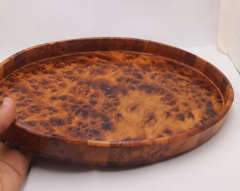 Handmade Wooden Tray Made Of Thuya Burl, Serving Tray Wood, Oval Wooden Tray, Decorative Wooden Tray For Coffee Table, Home Decor