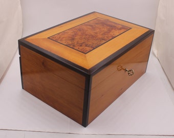 Large Handmade Wooden Jewelry Box Made Of Thuya Burl Wood, Jewelry Organizer Box, Storage Box, Wooden Keepsake Box, Decorative Lock Box