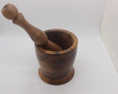 Large Handmade Mortar And Pestle Made Of Walnut Wood, Beautiful Decorative Wooden Mortar And Pestle For Kitchen, Home Decor, Christmas Gift