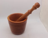 Large Hand-Carved Mortar And Pestle Made Of Thuya Wood, Decorative Wooden Mortar And Pestle For Kitchen, Home Decor, Christmas Gift