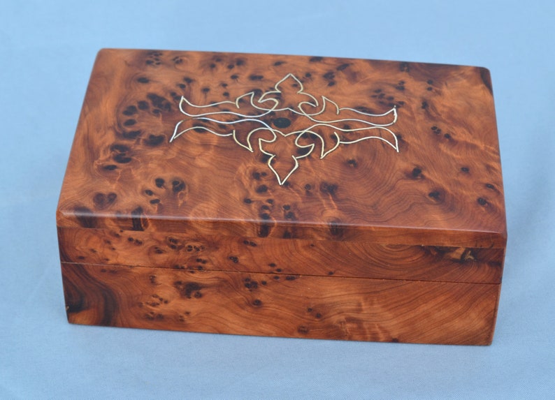 Thuya Wood Jewellery Box Inlaid With Mother Of Pearl Hand-made in Morocco