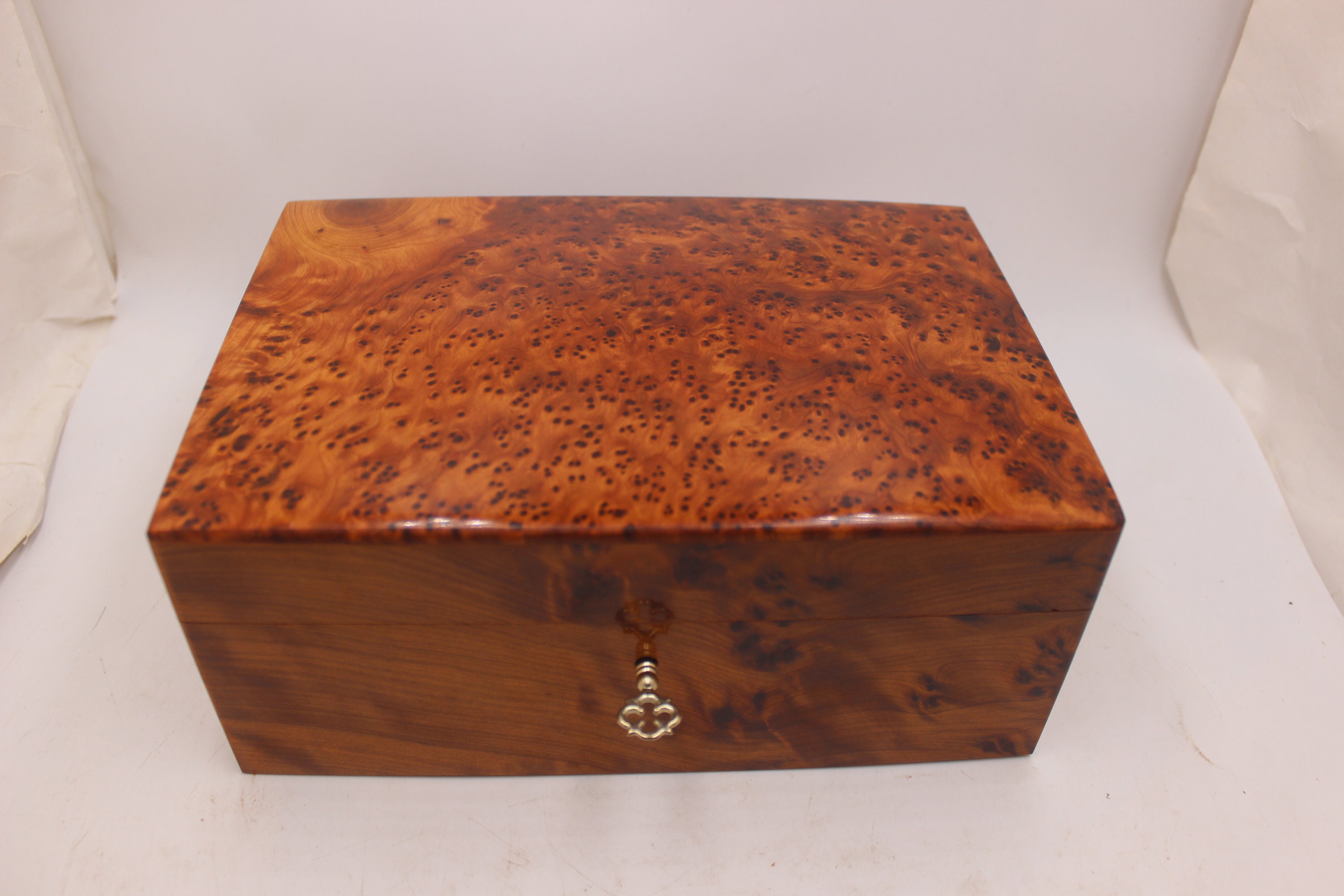 Handmade Wooden Jewelry Box Made of Thuya Burl, Wooden Chest With Two ...