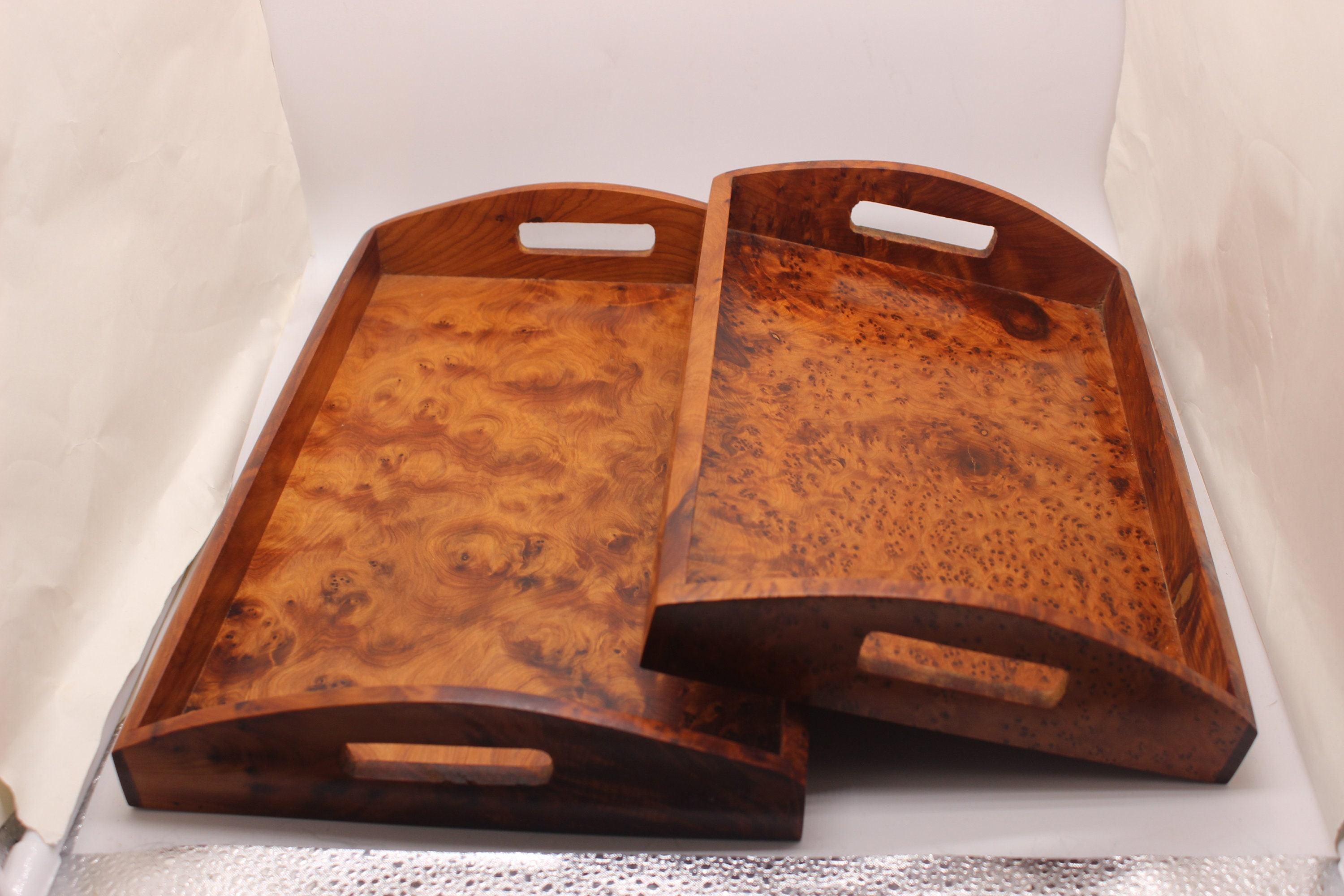 Set Of 2 Handmade Wooden Tray Serving Tray Wood Decorative | Etsy