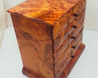 Large Handmade Wooden Jewelry Box With 5 Drawers, Moroccan Jewelry Holder, Decorative Storage Box, Great Christmas Gift