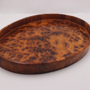 Handmade Wooden Tray Made of Thuya Burl, Serving Tray Wood, Oval Wooden ...
