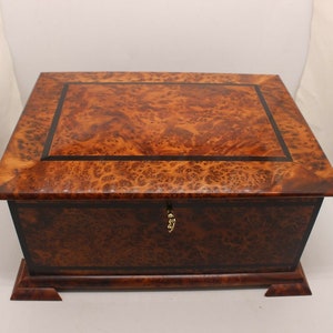 FAST SHIPPING**Big Hand-Crafted Wooden Jewelry Box,Thuya Wood Chest Box,Large Jewelry Box,Jewelry Organizer Box,Decorative Lockable Box