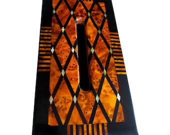 Handgjord Thuya-träpappershållare för näsduksaskar, träöverdrag för näsduksaskar, inlägg av näsduksaskar med pärlemor, heminredning, present till henne