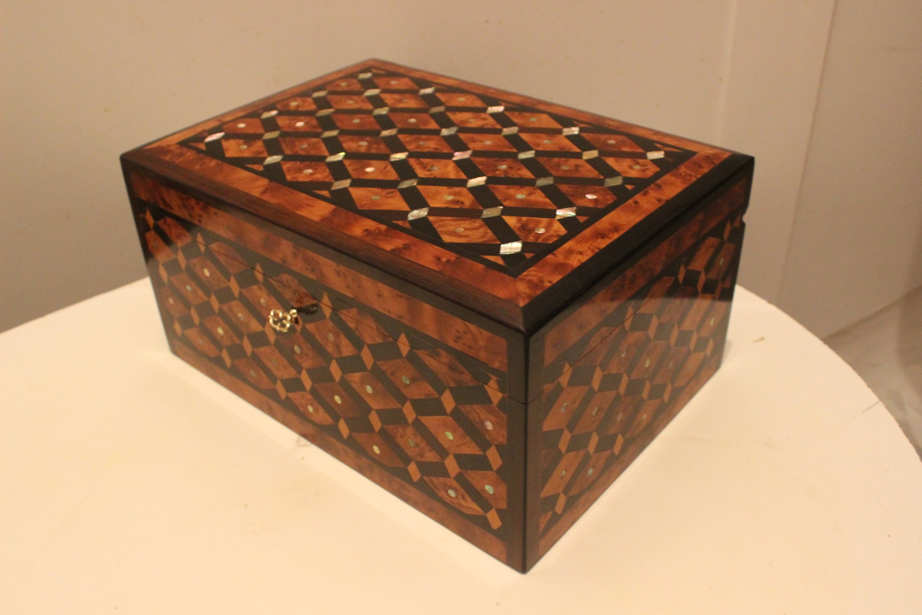 Big Handmade Wooden Jewelry Box Inlaid With Etsy