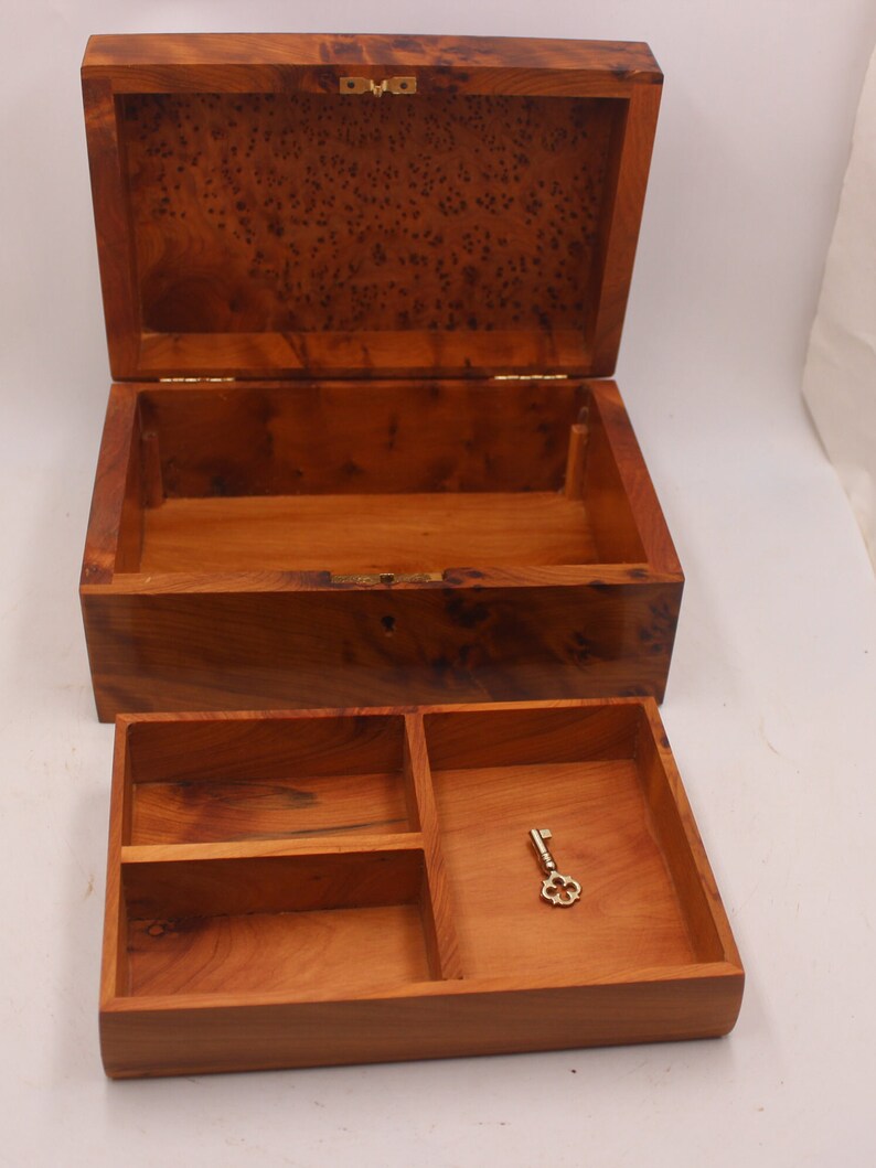 Handmade Wooden Jewelry Box Made of Thuya Burl, Wooden Chest With Two ...