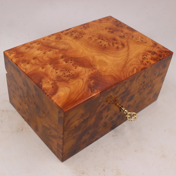Thuya Wooden Jewelry Box,Handmade Storage Box For Women,Jewelry Organizer,Keepsake Wood Jewelry Box,Large Jewelry Box,Decorative Lock Box