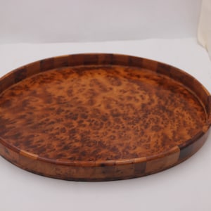 Wooden Oval Tray Made Of Thuya Burl, Wood Serving Tray For Kitchen, Wooden Tray For Cofee Table, Gift For Her