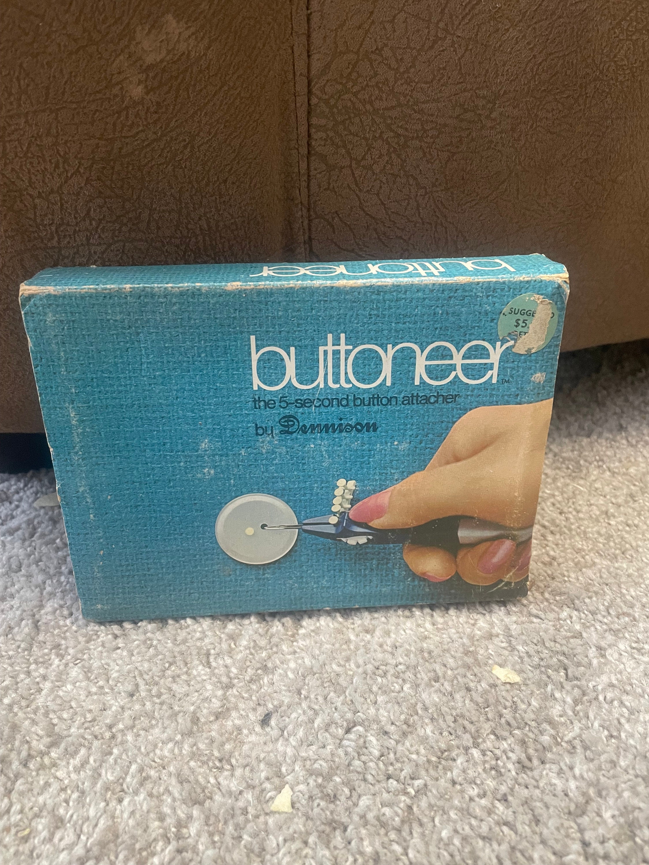 Vintage Dennison Buttoneer 5 Second Button Attacher Kit Stock No