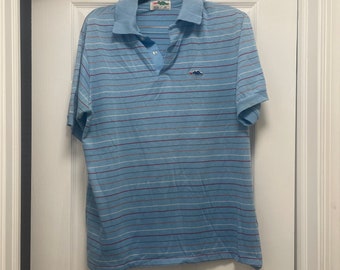 Vintage Mens Sears Short Sleeve Striped Polo Shirt XL