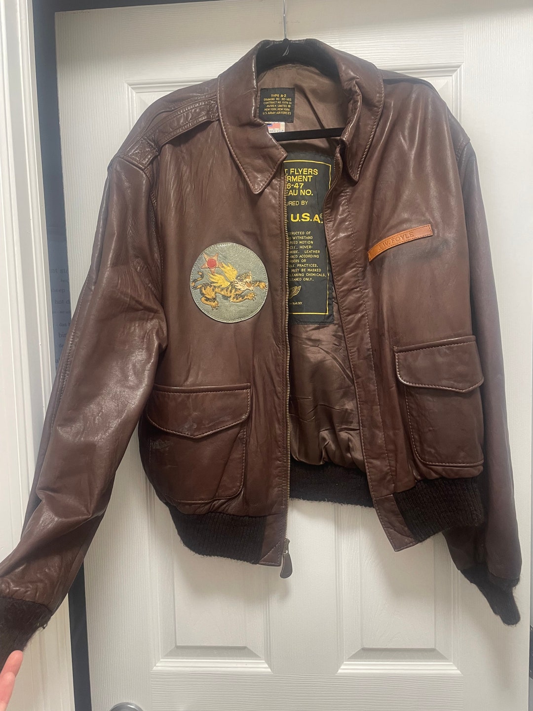 Retro Oversized US Air Force Fur Leather Coat