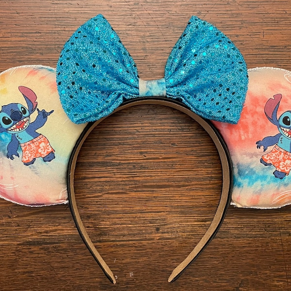 Stitch Inspired Minnie Ears / Tie Dye Minnie Ears  / Lilo and Stitch Minnie Ears / Mickey Mouse Ears / Tropical Minnie Ears