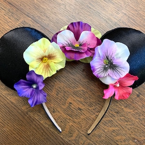 Minnie Mouse Floral Ears / Floral Ears / Minnie Flower Ears / Mickey Ears / Satin Minnie  Ears
